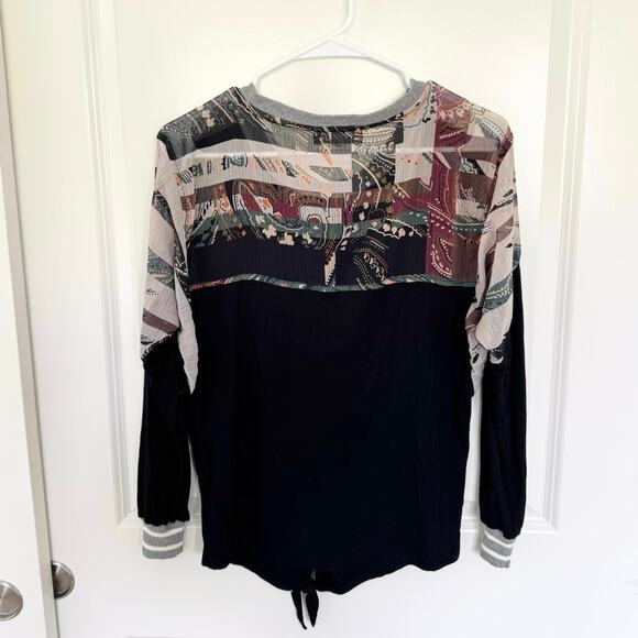 Anthropologie TINY Pippa Mixed Print Tie Front Top XXS - Picture 3 of 6